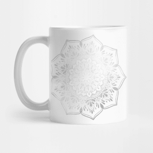 Silver Mandala Meditation Henna Inspired Buddhism Radiate Positivity Radiate Flower Geometric Design Indian Morrocan Yoga tshirt wall art phone case Mug